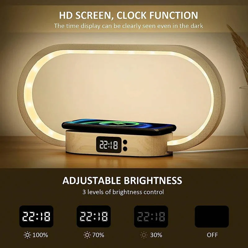 Alarm Clock with Wireless Charging and Night Light - Image 2