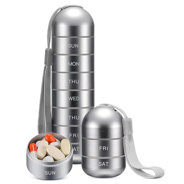 Aluminum 7 Days Portable Pill Organizer for Travel, Pill Box Pill Container - Image 3