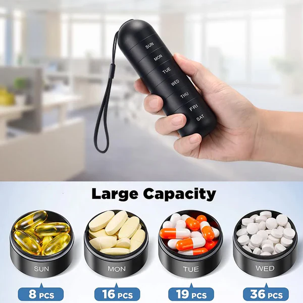 Aluminum 7 Days Portable Pill Organizer for Travel, Pill Box Pill Container - Image 7