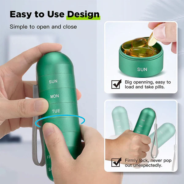 Aluminum 7 Days Portable Pill Organizer for Travel, Pill Box Pill Container - Image 8
