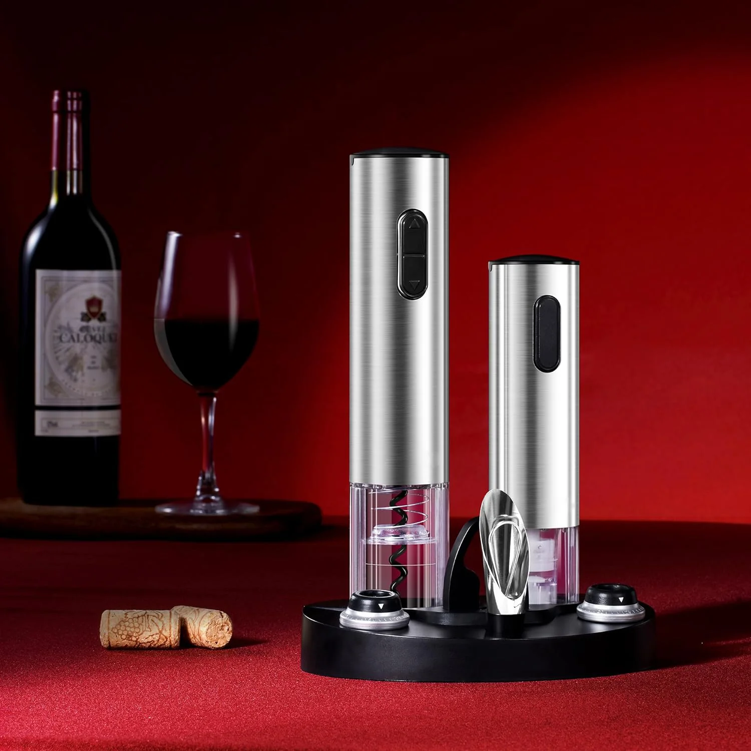 Electric Wine Bottle Opener Set with Vacuum Preserver, Automatic Corkscrew, Foil Cutter, Charging Base, Up to 30 Bottles per Charge - Image 2