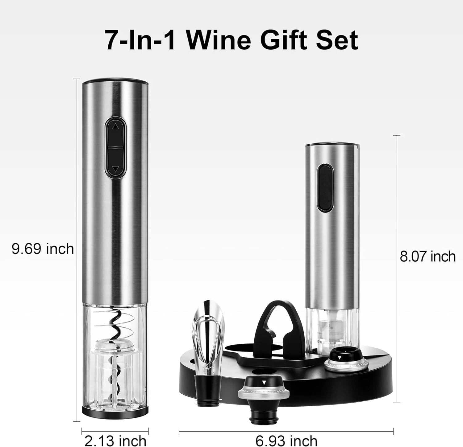 Electric Wine Bottle Opener Set with Vacuum Preserver, Automatic Corkscrew, Foil Cutter, Charging Base, Up to 30 Bottles per Charge - Image 4