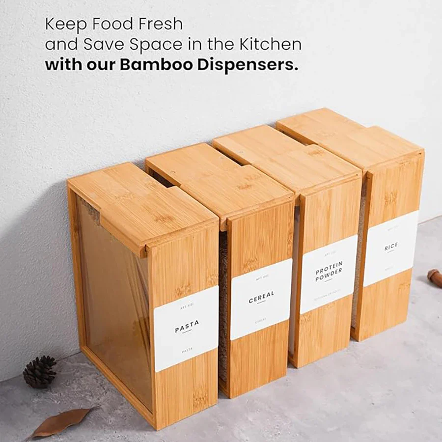 Bamboo Cereal Dispenser and Food Storage Container - Image 2