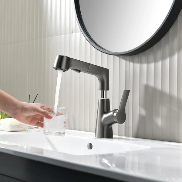 Bathroom Faucet With Rotating Retractable Hand Shower - Image 6