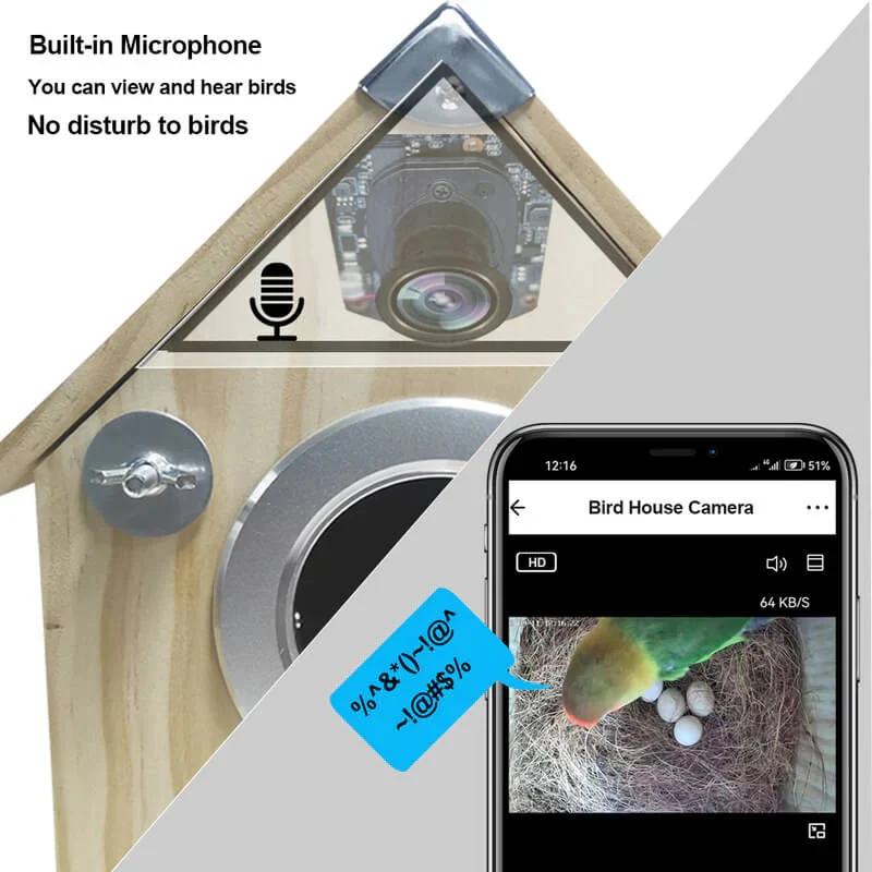 Bird Watching Nesting Feeder Nest Cam Box with Camera - Image 3