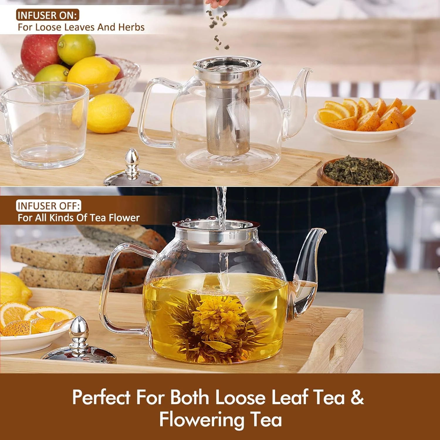 Blooming And Loose Leaf 1000ml Glass Teapot With Removable Infuser - Image 5