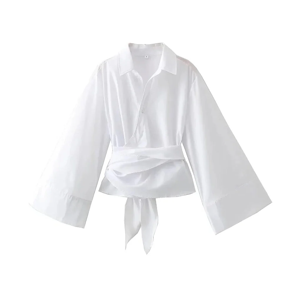 Blouse With Wide Bow Belt - Image 4