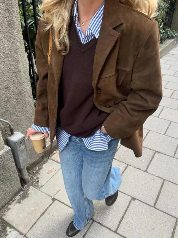 Brown Single-breasted Jacket - Image 5