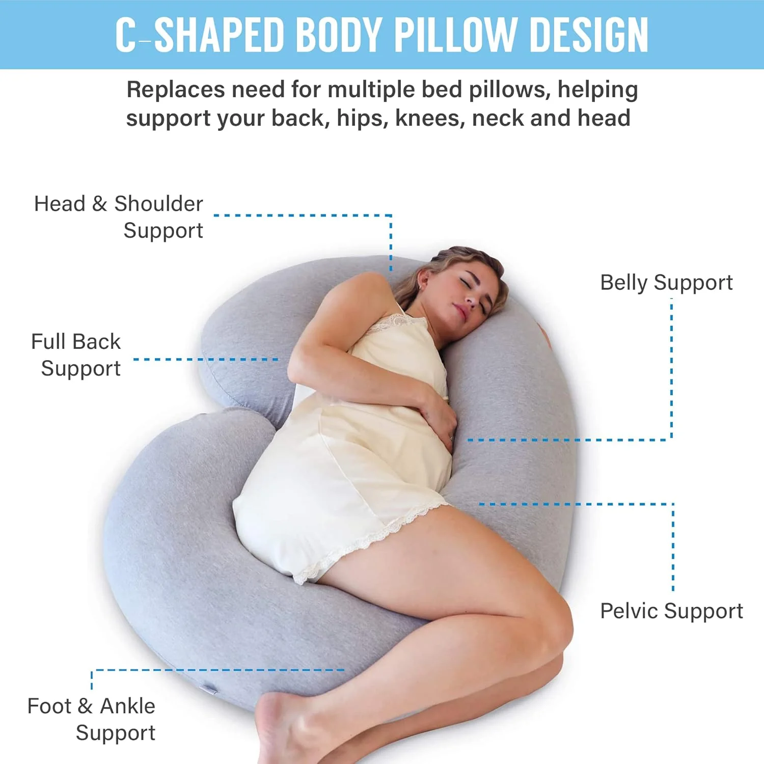 C Shaped Full Body Pregnancy Pillow - Image 3