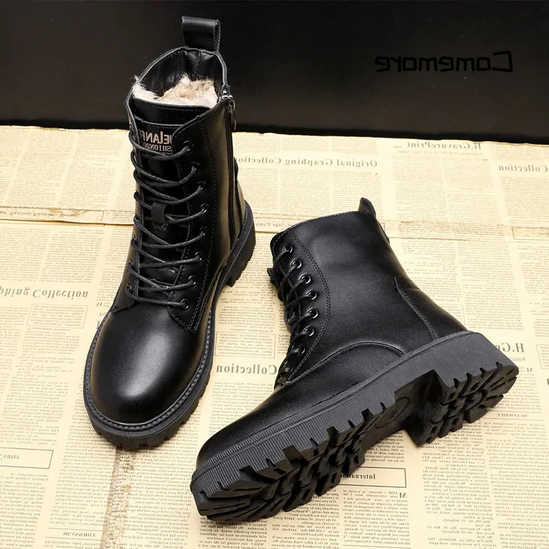 Stylish and durable black leather winter boots - Image 2