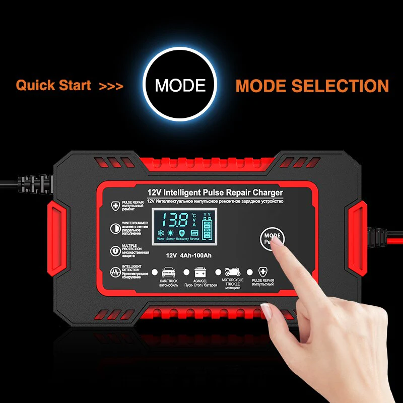 Car Battery Charger 12v 6a Pulse Repair LCD Display - Image 4