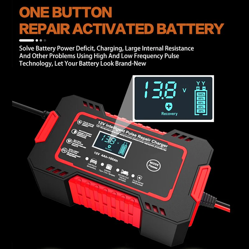 Car Battery Charger 12v 6a Pulse Repair LCD Display - Image 7
