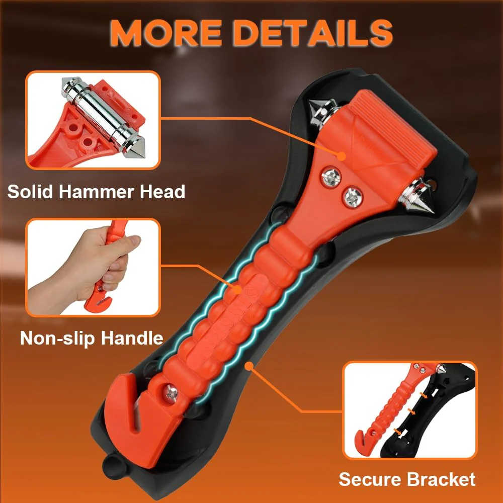 Car Safety Hammer Set Of 2 Emergency Escape Tool Auto Car Window Glass Hammer Breaker And Seat Belt Cutter - Image 2