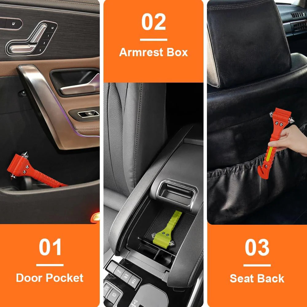 Car Safety Hammer Set Of 2 Emergency Escape Tool Auto Car Window Glass Hammer Breaker And Seat Belt Cutter - Image 4