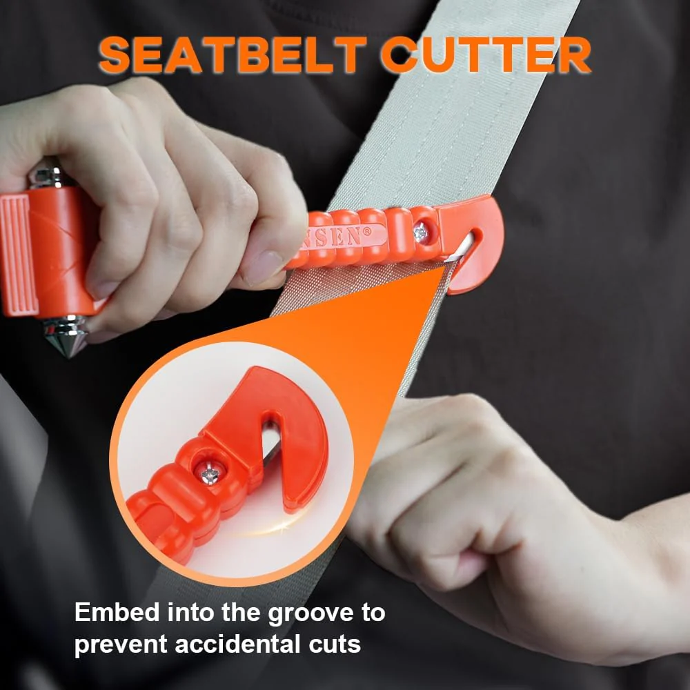 Car Safety Hammer Set Of 2 Emergency Escape Tool Auto Car Window Glass Hammer Breaker And Seat Belt Cutter - Image 5