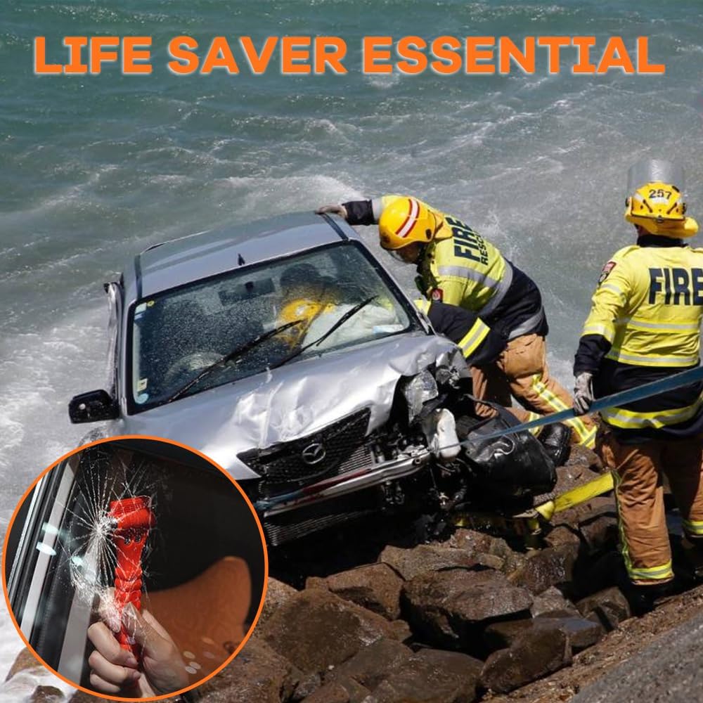 Car Safety Hammer Set Of 2 Emergency Escape Tool Auto Car Window Glass Hammer Breaker And Seat Belt Cutter - Image 7