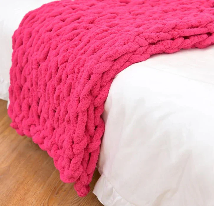 Chenille Chunky Knitted Blanket, Thick Cable Knit Throw for Couch Bed Sofa - Image 5