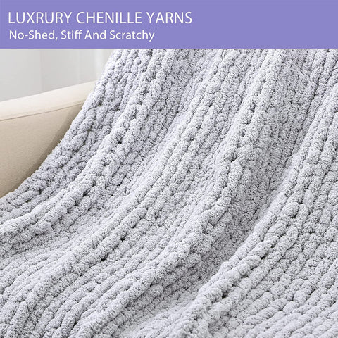 Chenille Chunky Knitted Blanket, Thick Cable Knit Throw for Couch Bed Sofa - Image 7