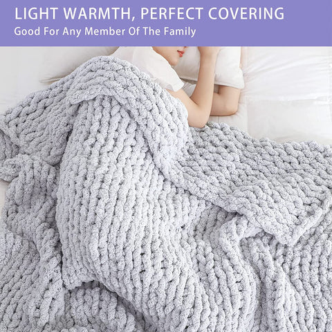 Chenille Chunky Knitted Blanket, Thick Cable Knit Throw for Couch Bed Sofa - Image 8