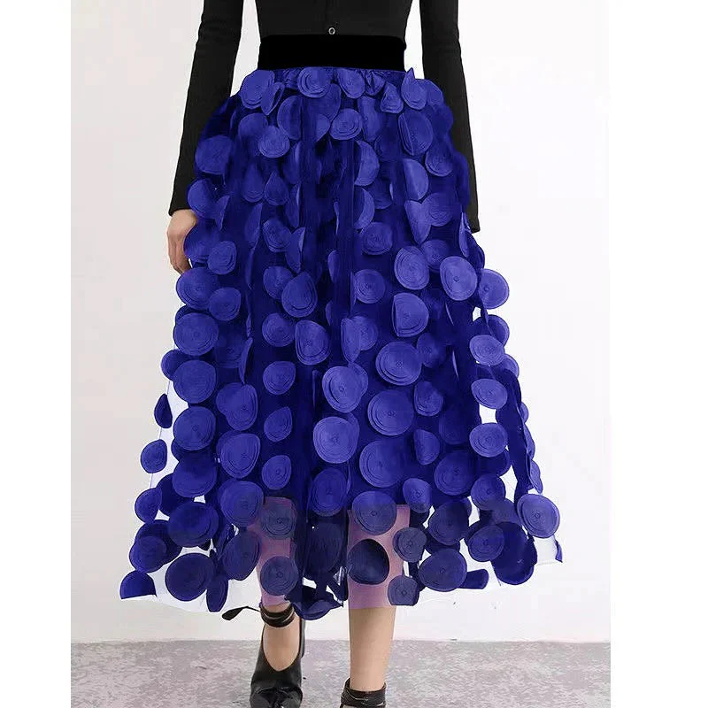 Chic Skirt Made Of Polka Dot and Tulle Patchwork - Image 7