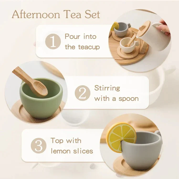 Children’s Pretend Afternoon Tea Set With Tray - Image 3