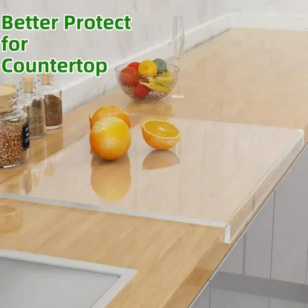 Clear Acrylic Cutting Board with Counter Lip - Image 2