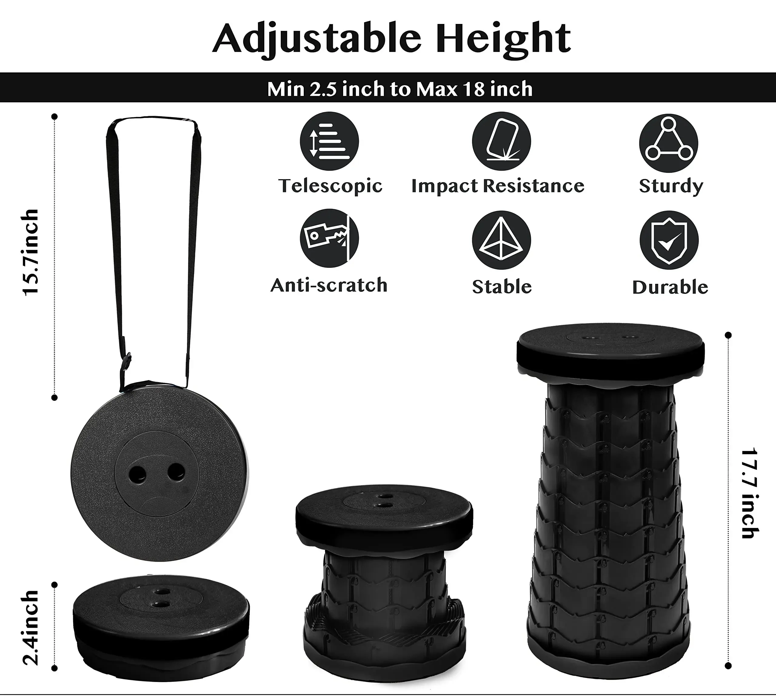 Collapsible Folding Telescopic Stool - Image 2