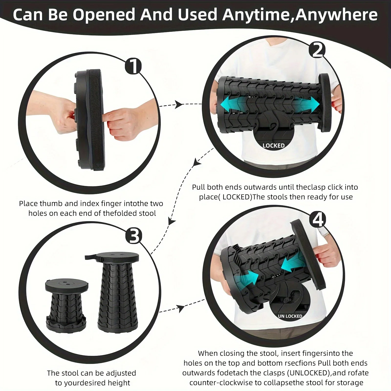 Collapsible Folding Telescopic Stool - Image 3