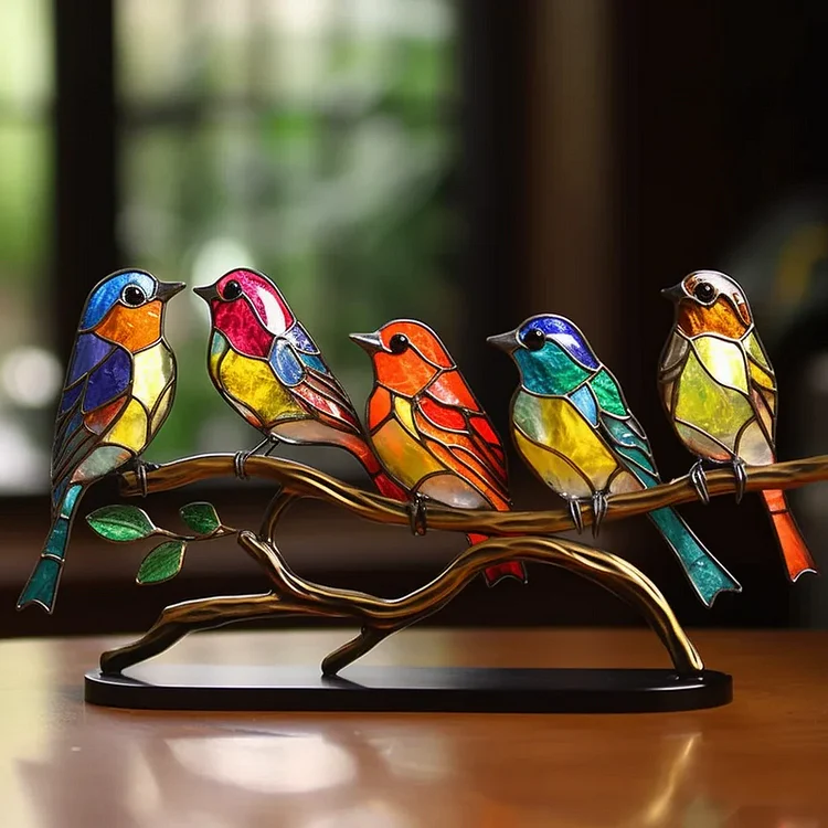 Colorful Birds on Branch Desktop Ornaments - Image 4