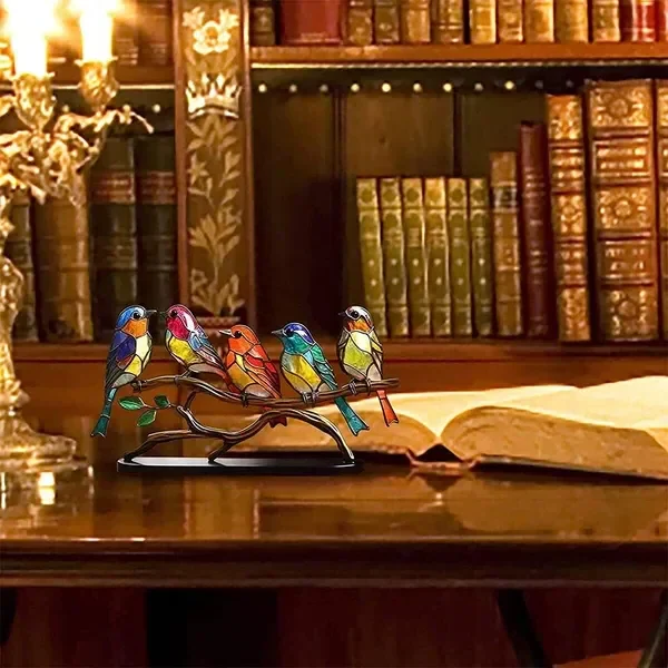 Colorful Birds on Branch Desktop Ornaments - Image 5
