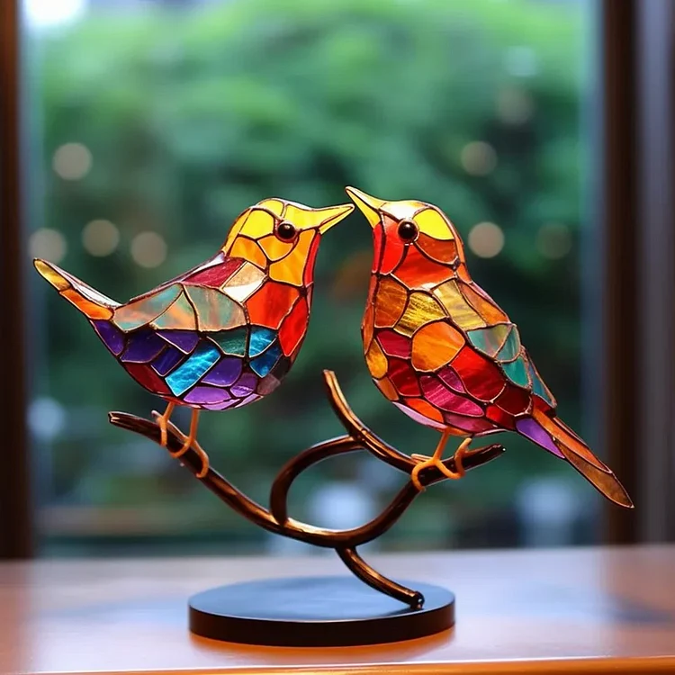 Colorful Birds on Branch Desktop Ornaments - Image 7