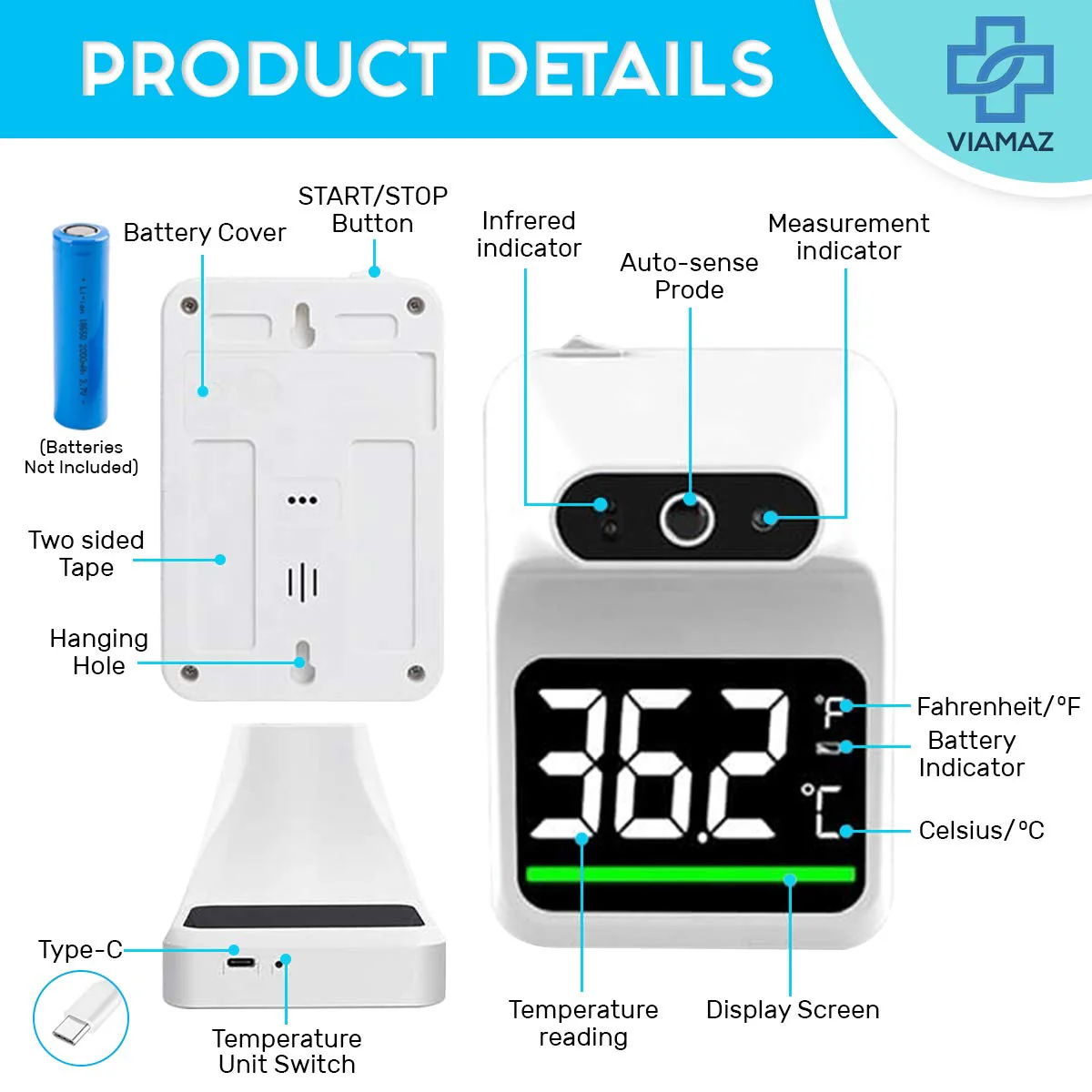 Contactless Wall Mounted Forehead Thermometer - Image 4