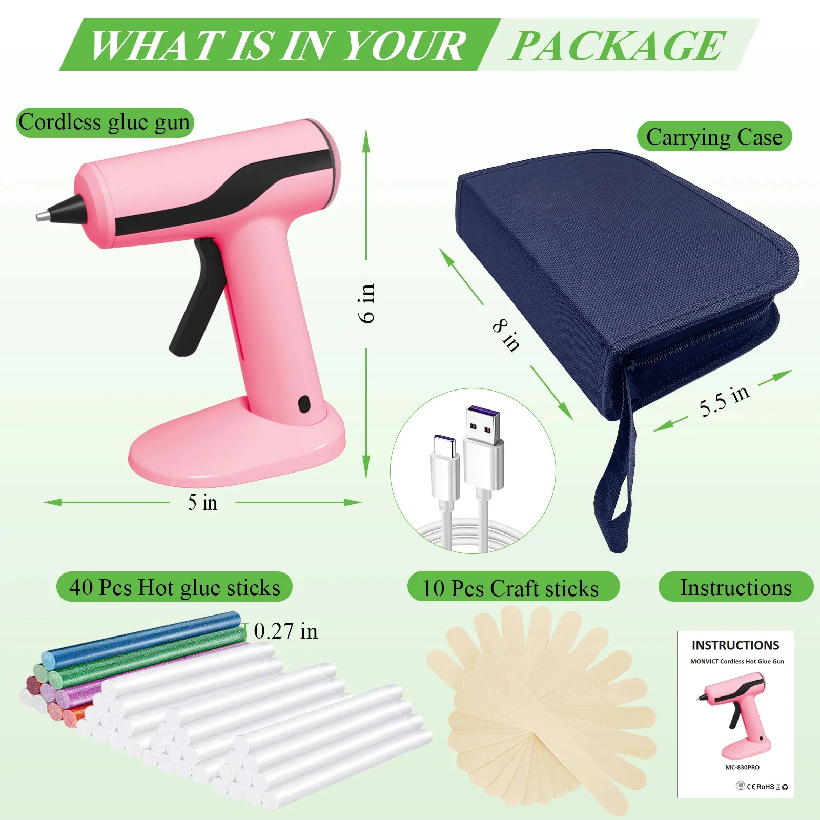 Cordless Hot Glue Gun Kit (Pink) - Image 4