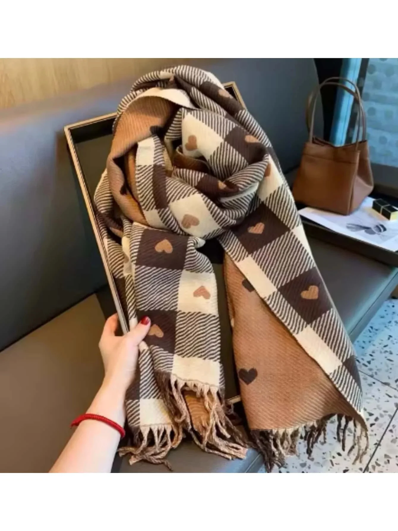 Cozy Checkered Winter Scarf Shawl - Image 5