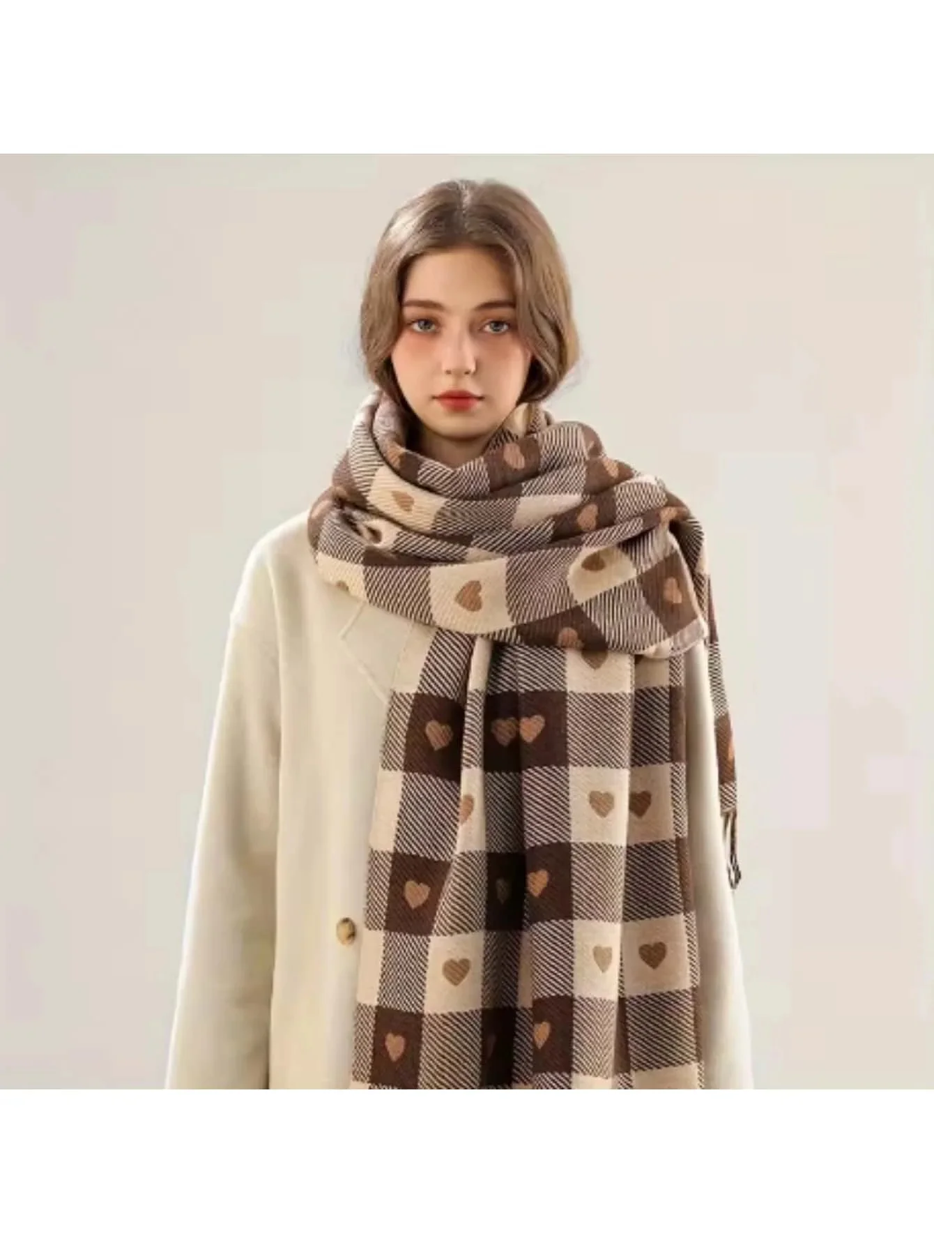 Cozy Checkered Winter Scarf Shawl - Image 6