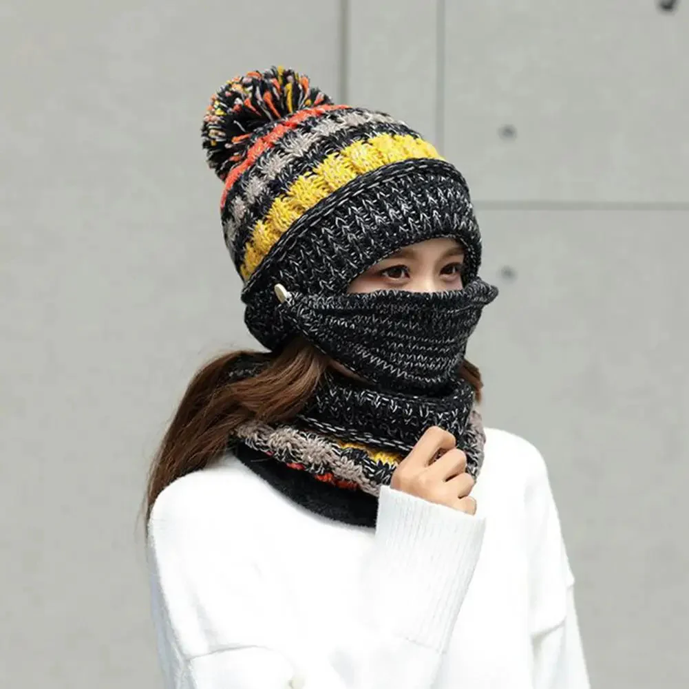 Cozy Knitted Hat Scarf Set with Velvet Lining - Image 3
