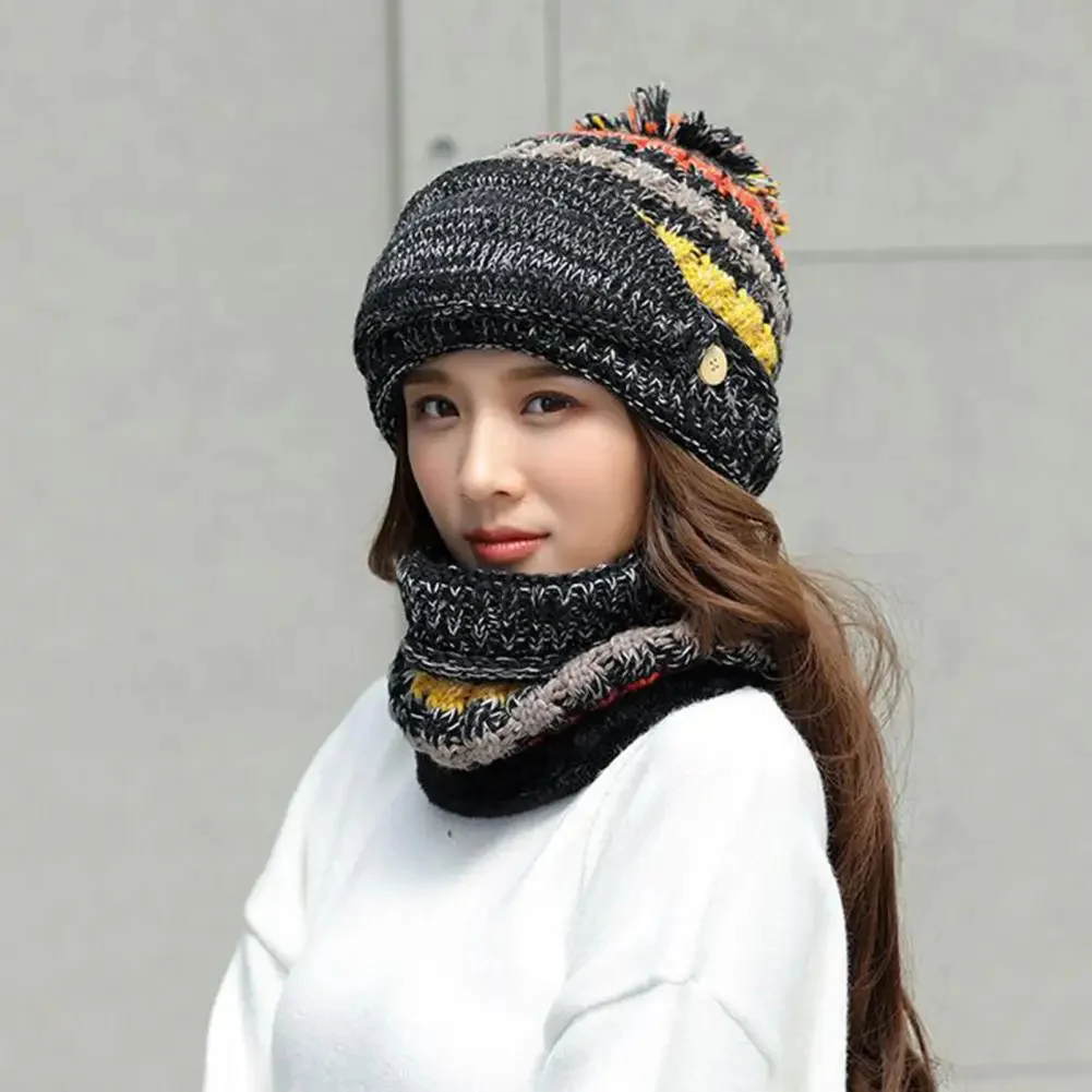 Cozy Knitted Hat Scarf Set with Velvet Lining - Image 4