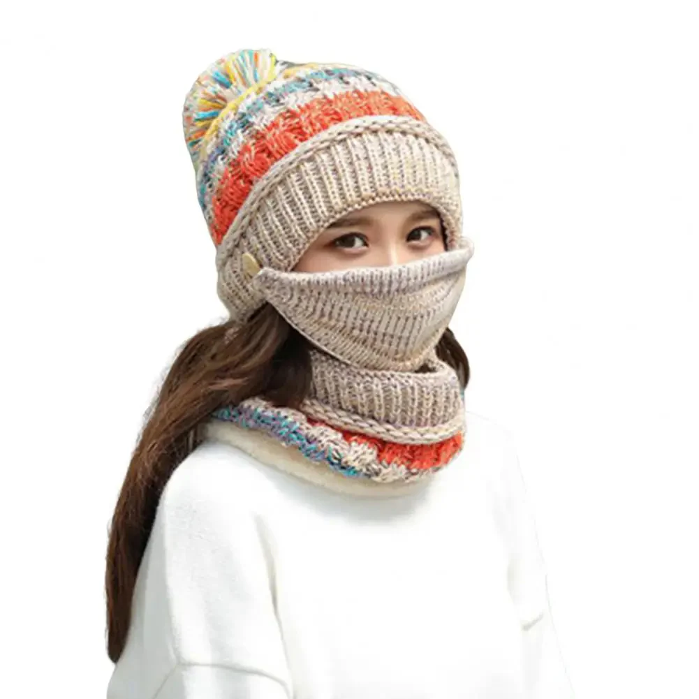 Cozy Knitted Hat Scarf Set with Velvet Lining - Image 5