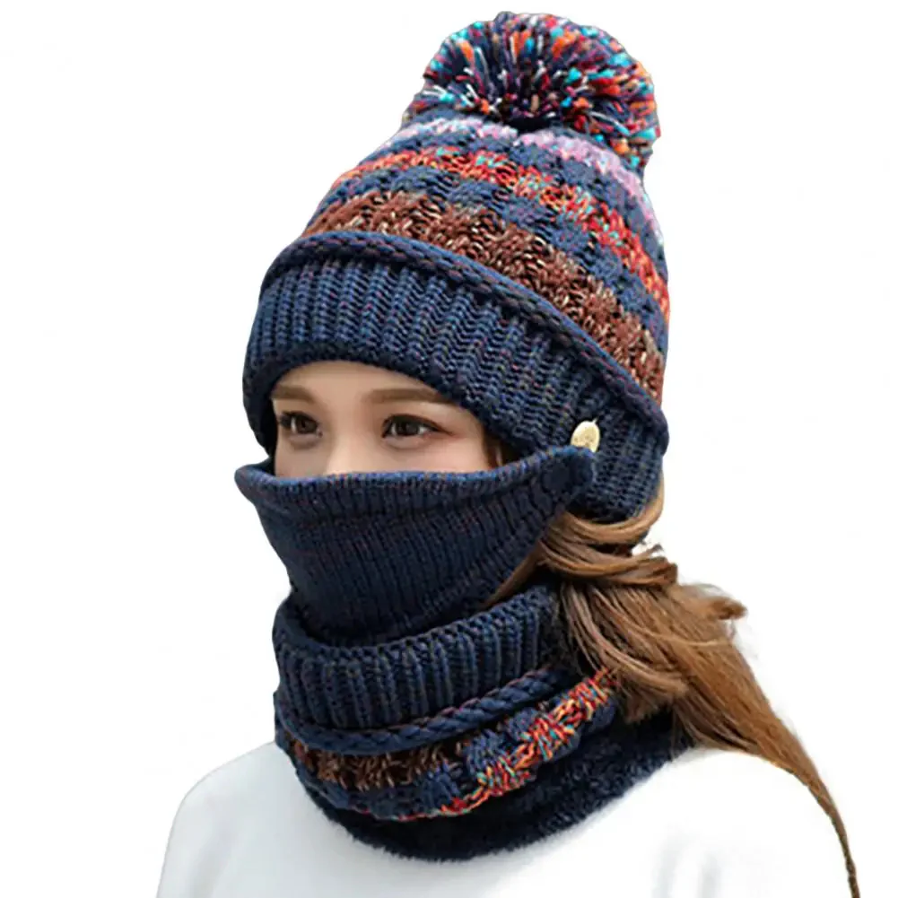Cozy Knitted Hat Scarf Set with Velvet Lining - Image 7