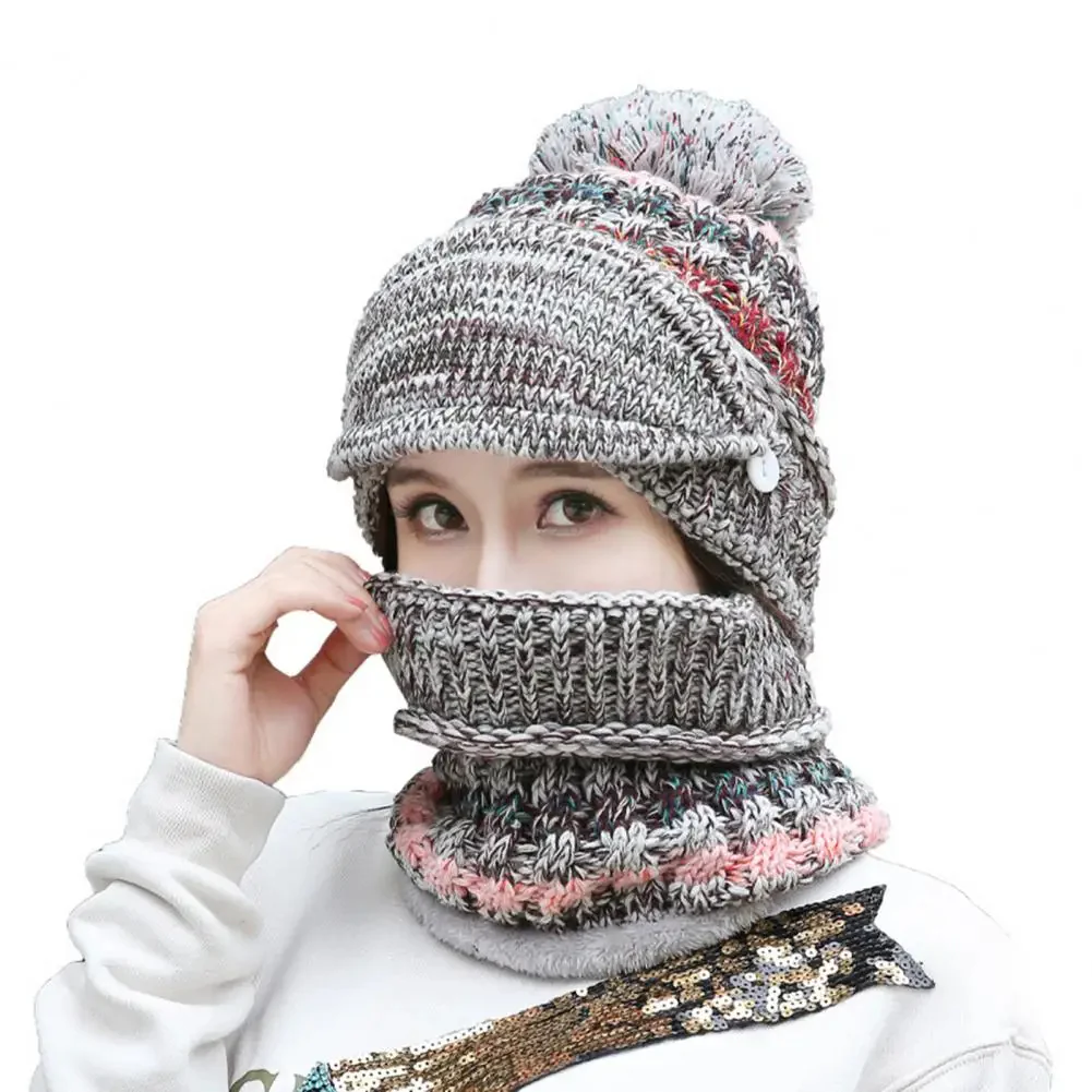 Cozy Knitted Hat Scarf Set with Velvet Lining - Image 8