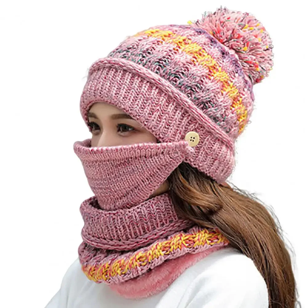 Cozy Knitted Hat Scarf Set with Velvet Lining - Image 9