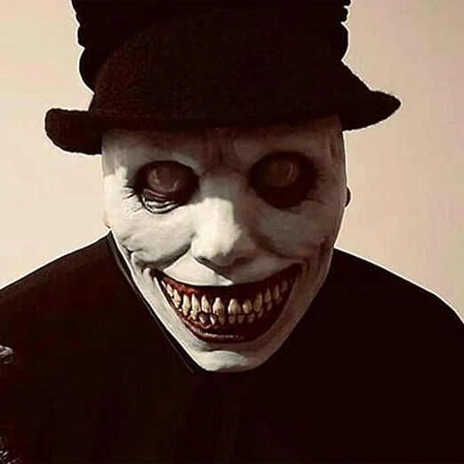 Creepy Smiling Face Evil Mask - Creepy White Eyed Demon Smiling Mask - Image 4