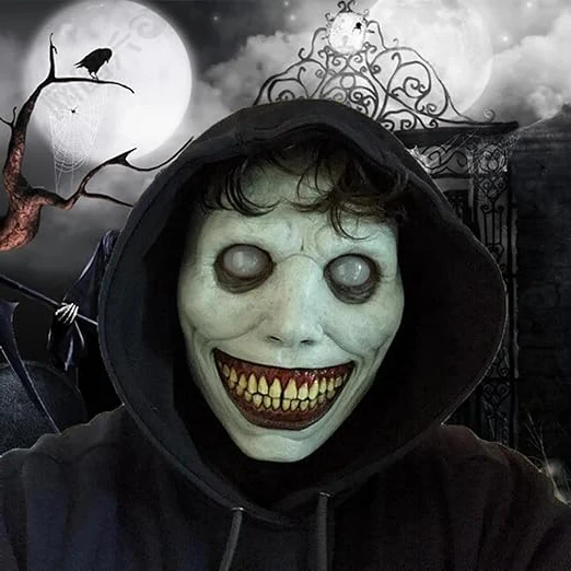 Creepy Smiling Face Evil Mask - Creepy White Eyed Demon Smiling Mask - Image 5