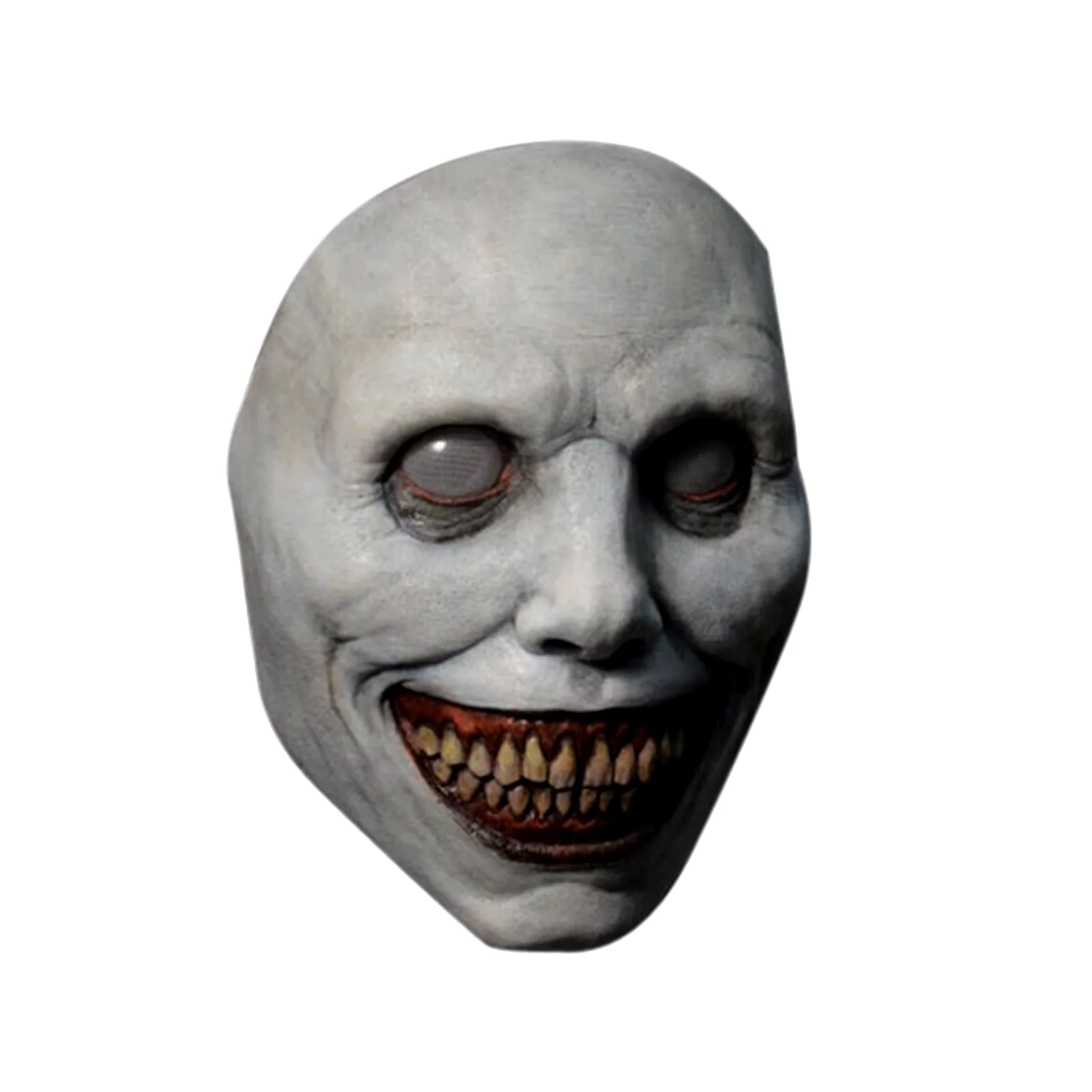 Creepy Smiling Face Evil Mask - Creepy White Eyed Demon Smiling Mask - Image 6