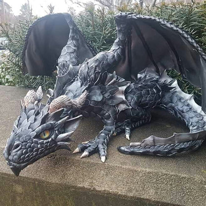 Crouching Dragon Guardian Statue: Gothic Outdoor Decoration - Image 5