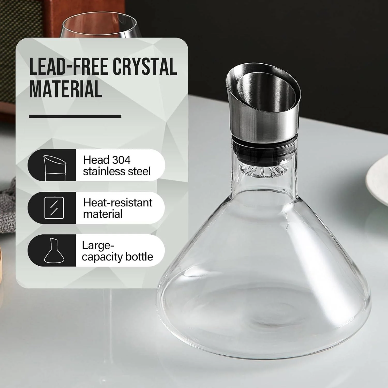 Crystal Glass Wine Decanter Aerator Carafe - Image 3