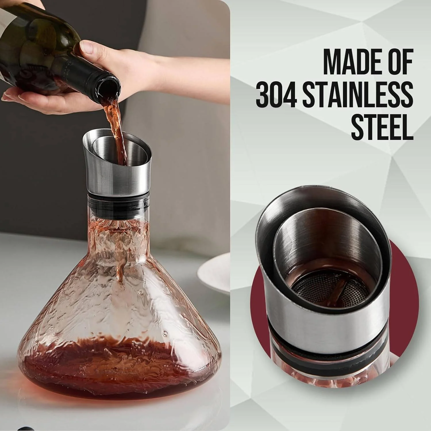 Crystal Glass Wine Decanter Aerator Carafe - Image 4