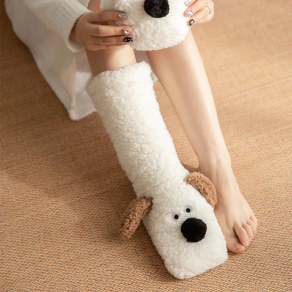Cute Dog Fuzzy Socks Winter Leg Warmer - Image 3