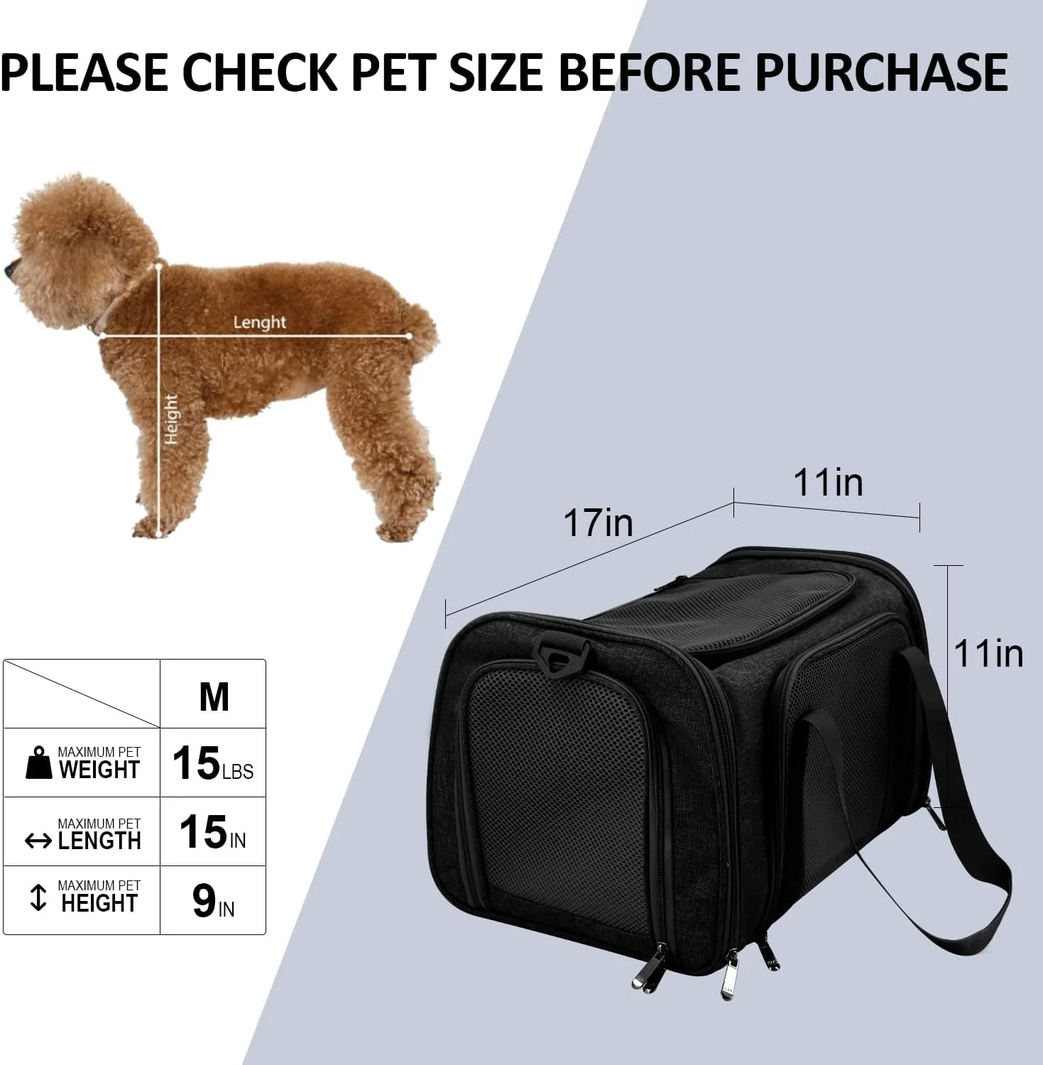 Dog Bag Carrier For Small Medium Cats Dogs Puppies Up To 15 Lbs - Image 4