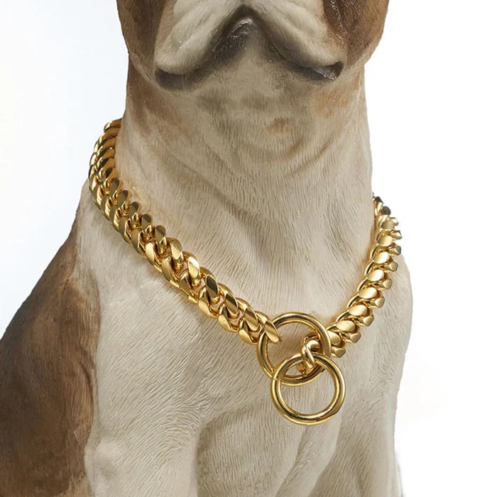 Dog Chain Collar, Black, Gold, Stainless Steel for Dogs Heavy Duty - Image 5